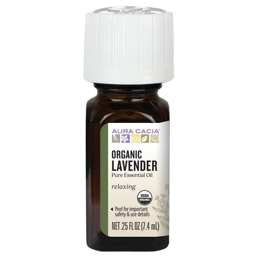 Aura Cacia Organic Lavender Essential Oil 0.25 Oz Oil