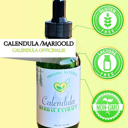 Calendula Extract Non-Alcohol Tincture Liquid Drops Digestive Skin 2 OZ Non-Gmo