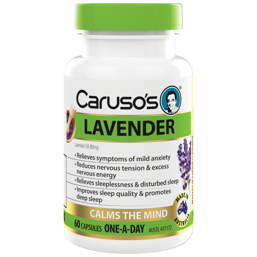 Caruso'S Lavender 60 Capsules Relieves Mild Anxiety Nervous Tension Carusos