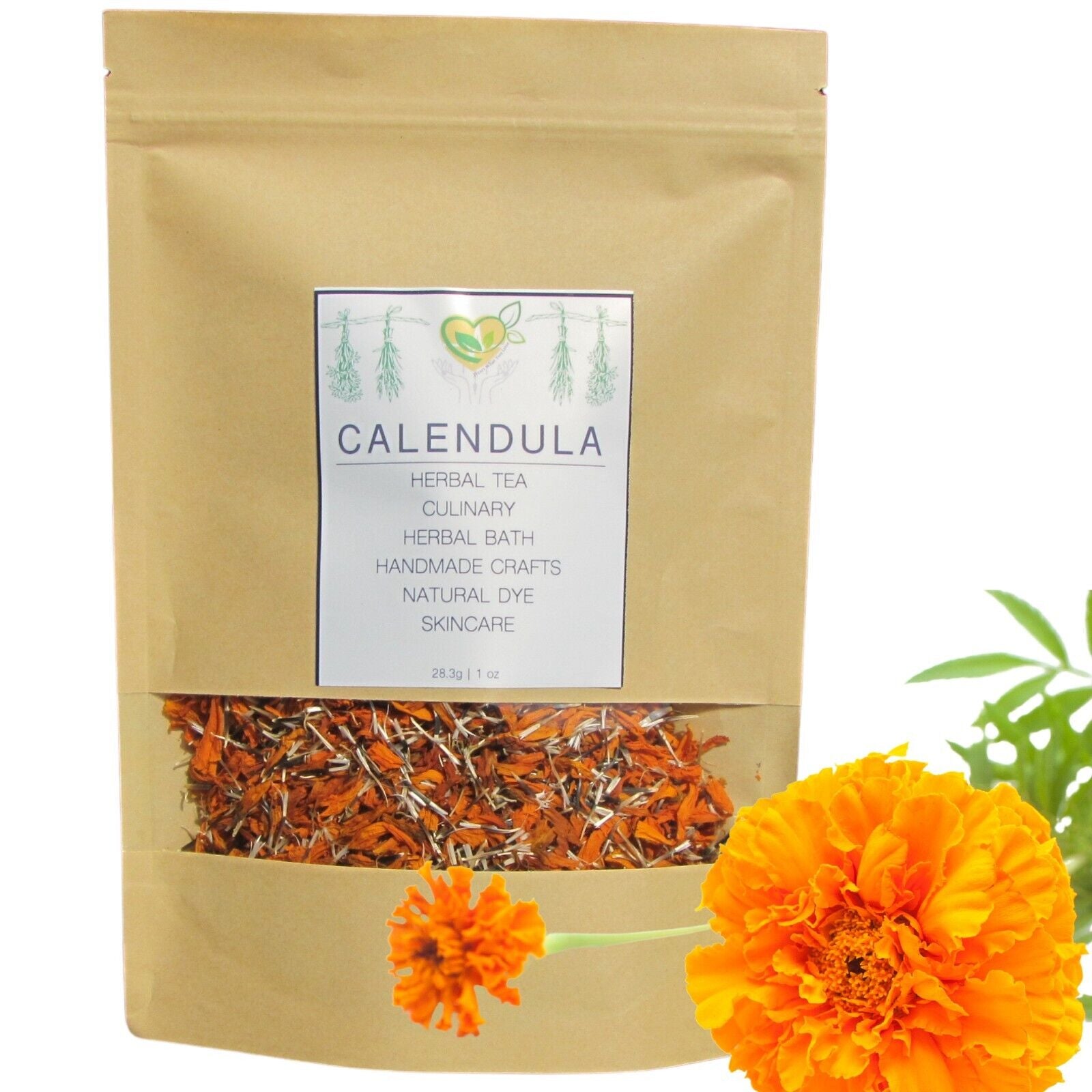 Calendula Marigold Cut & Sifted Organic Dry Herb Natural 28.3G 1 OZ Orange