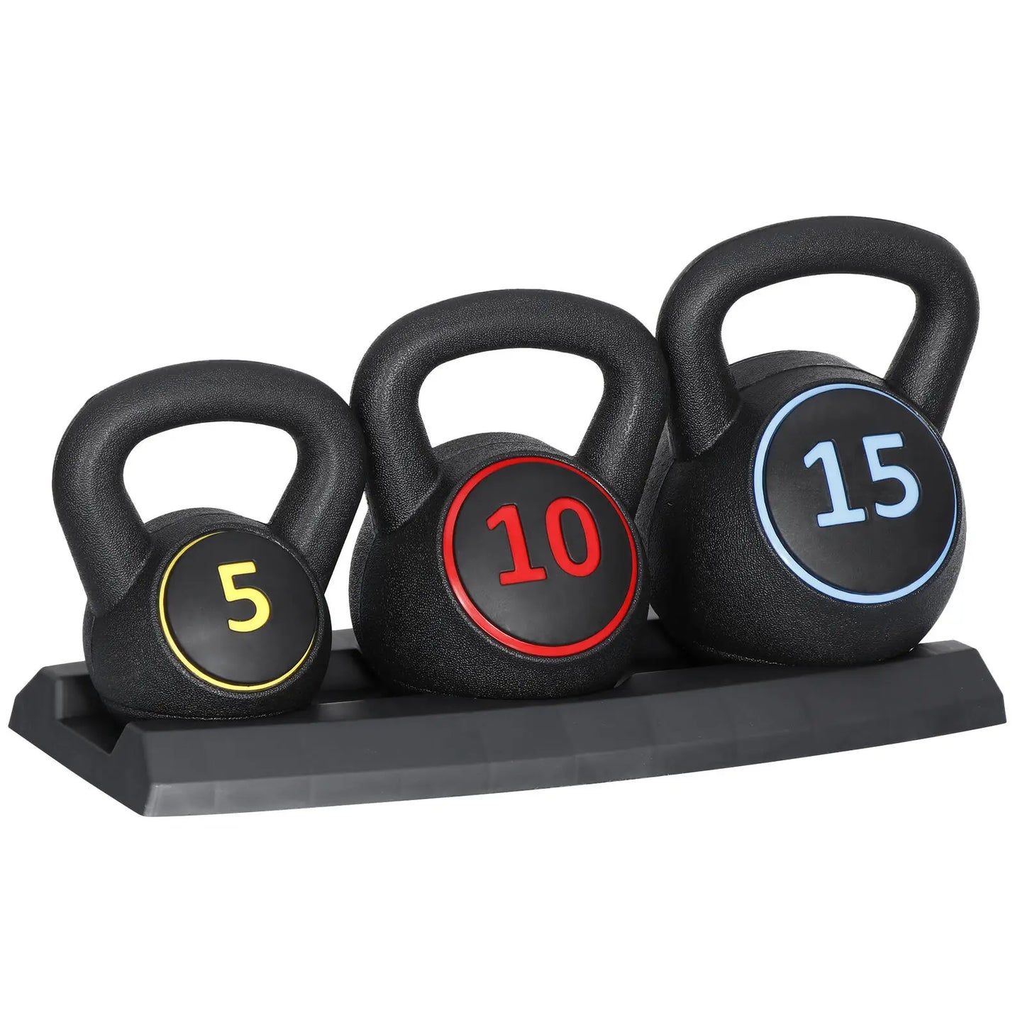 Kettlebell 3-Piece Set Fitness Strength Training Exercise with Base Home Gym