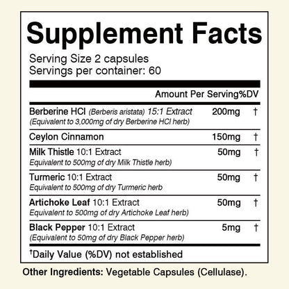 Berberine HCI 4700Mg - Ceylon Cinnamon - Reduce Cholesterol, Blood Sugar Support