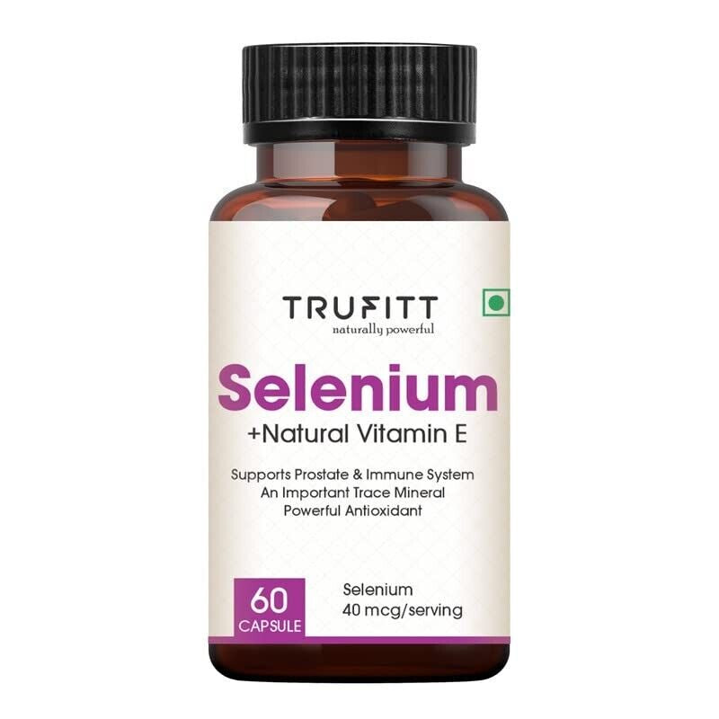 60 Capsules Selenium Capsules 40Mcg + Vitamin E 10Mg, with Green Tea Extract