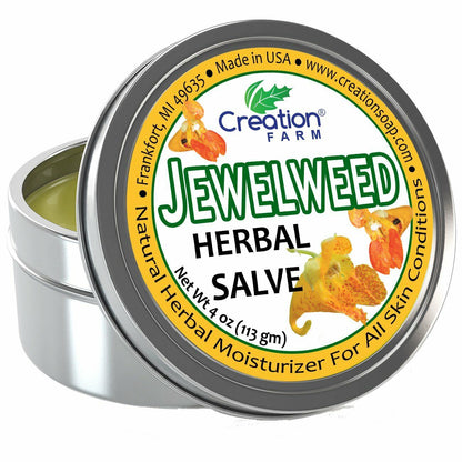 Jewelweed Herbal Salve Tin 4 Oz - Itchy Rashes, Red Patchy Skin, Bug Bites, Burn