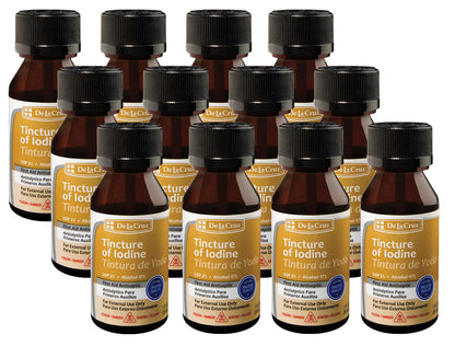 De La Cruz Tincture of Iodine, Made in USA, 1 FL. OZ. Exp. 7/2027 (12 Bottles)