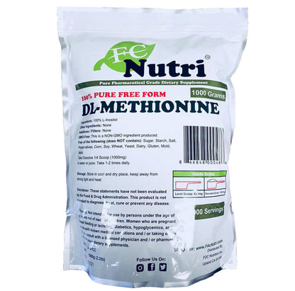 Dl-Methionine Powder 100%Pure Two 2.2Lbs (2000 Grams Total) by Fdcnutri