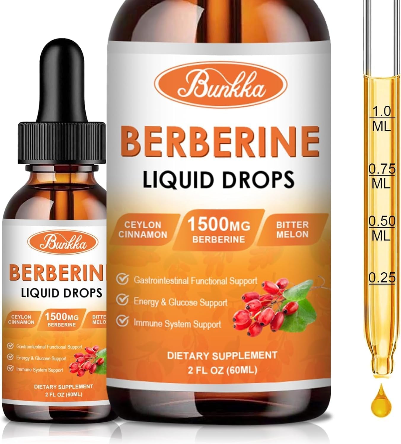 (2 Pack) Berberine Supplement, 1500Mg Organic Berberine Liquid Drops with Ceylon