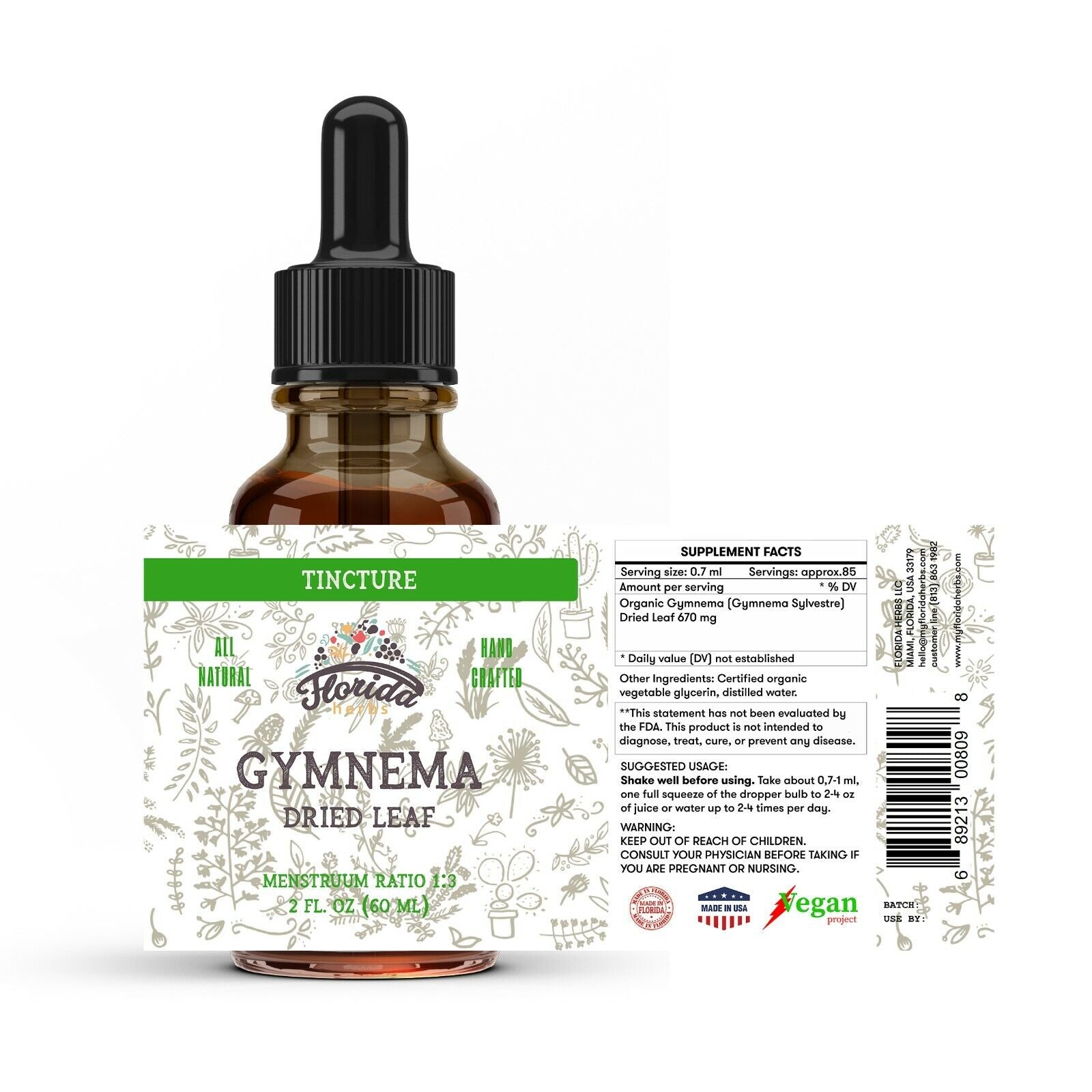 Gymnema Tincture, Organic Gymnema Extract (Gymnema Sylvestre) Dried Leaf