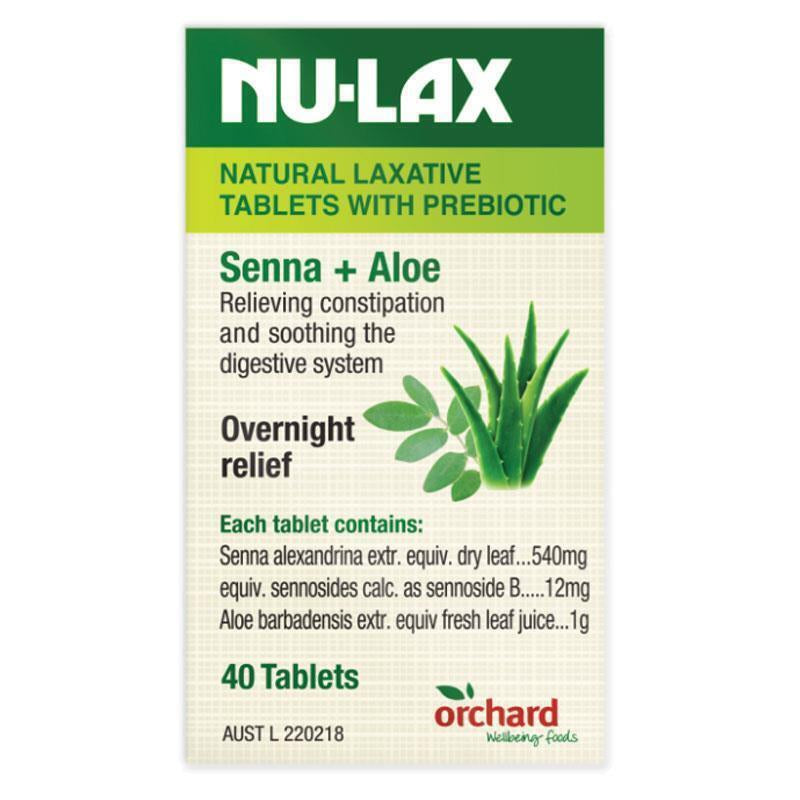 Nulax Natural Laxative Tablets with Prebiotic Senna + Aloe 40 Tablets