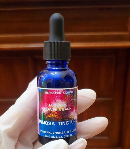 Mimosa Tincture Flower, Bark, Leaves Silk Tree, Alcohol Free Calming 1Oz.