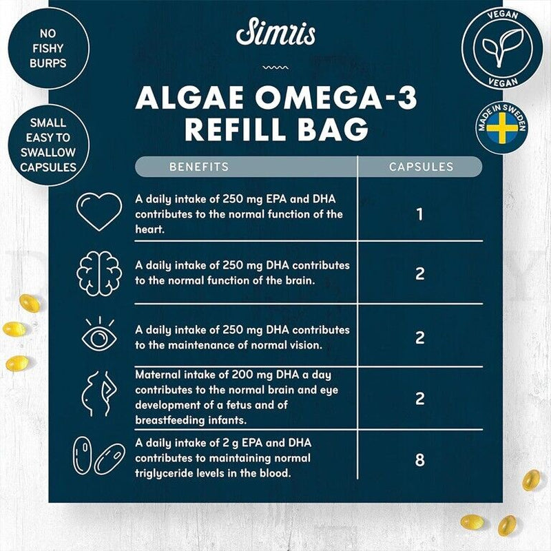 Simris Algae Omega 3 Starter Pack EPA DHA Plant Based Vegan Omega 3 Supplement