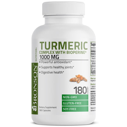 Turmeric Curcumin + Bioperine Joint Support Non-Gmo, Gluten Free, 180 Capsules