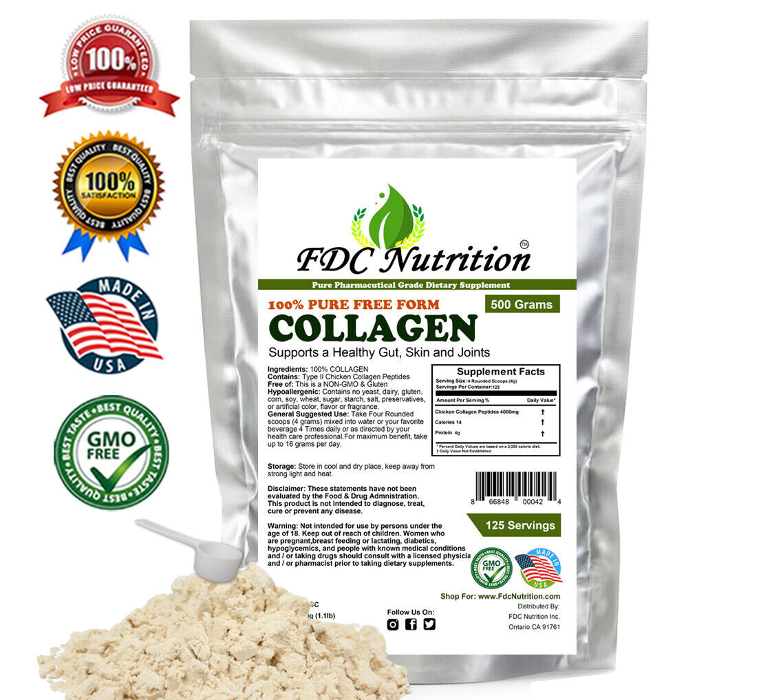 1.1 Lb (500G) Collagen Peptides Hydrolyzed Anti-Aging Protein Powder