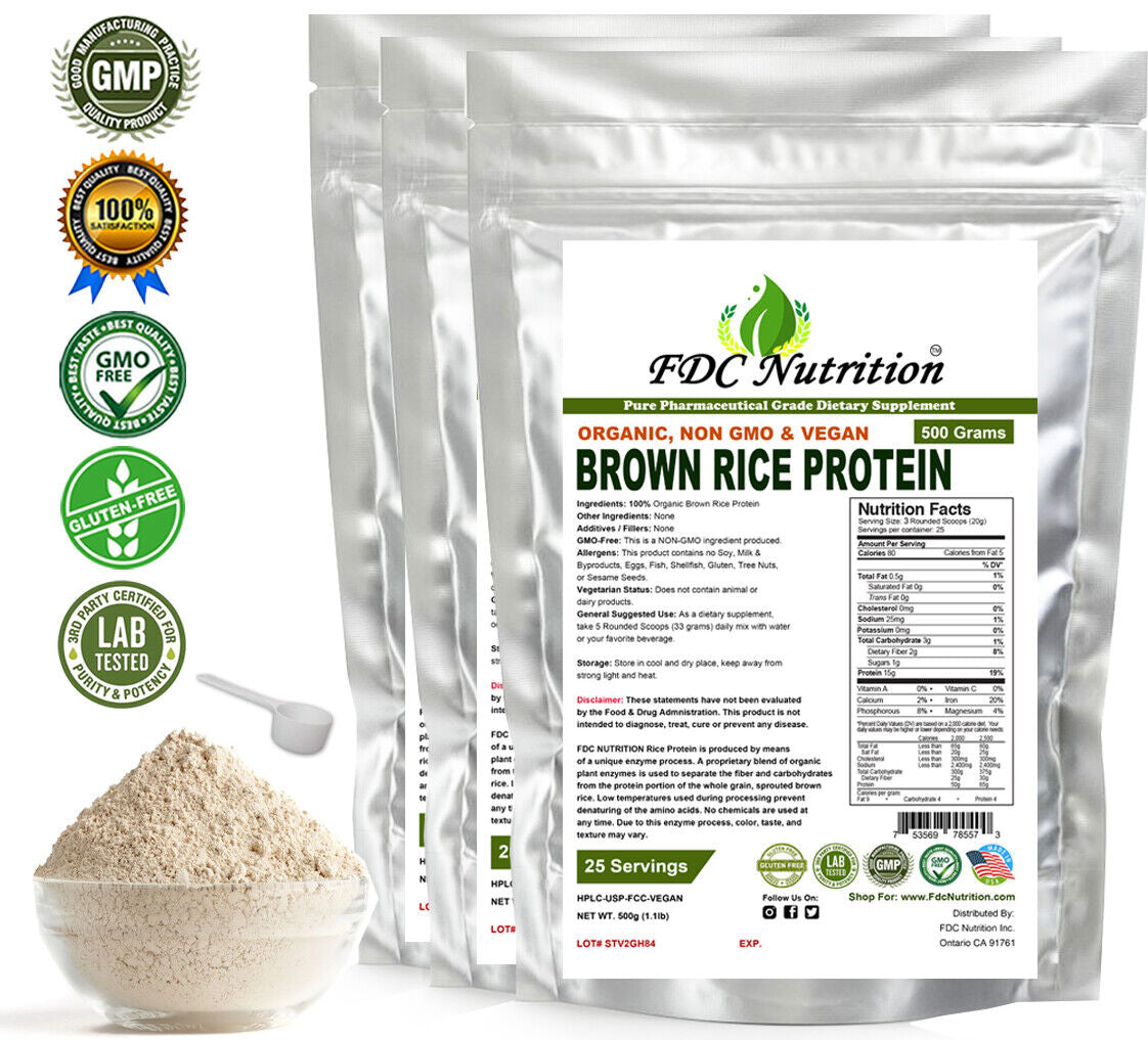 ALL SIZE 100% ORGANIC RICE PROTEIN NON-GMO HIGH PROTEIN VEGAN USP GRADE