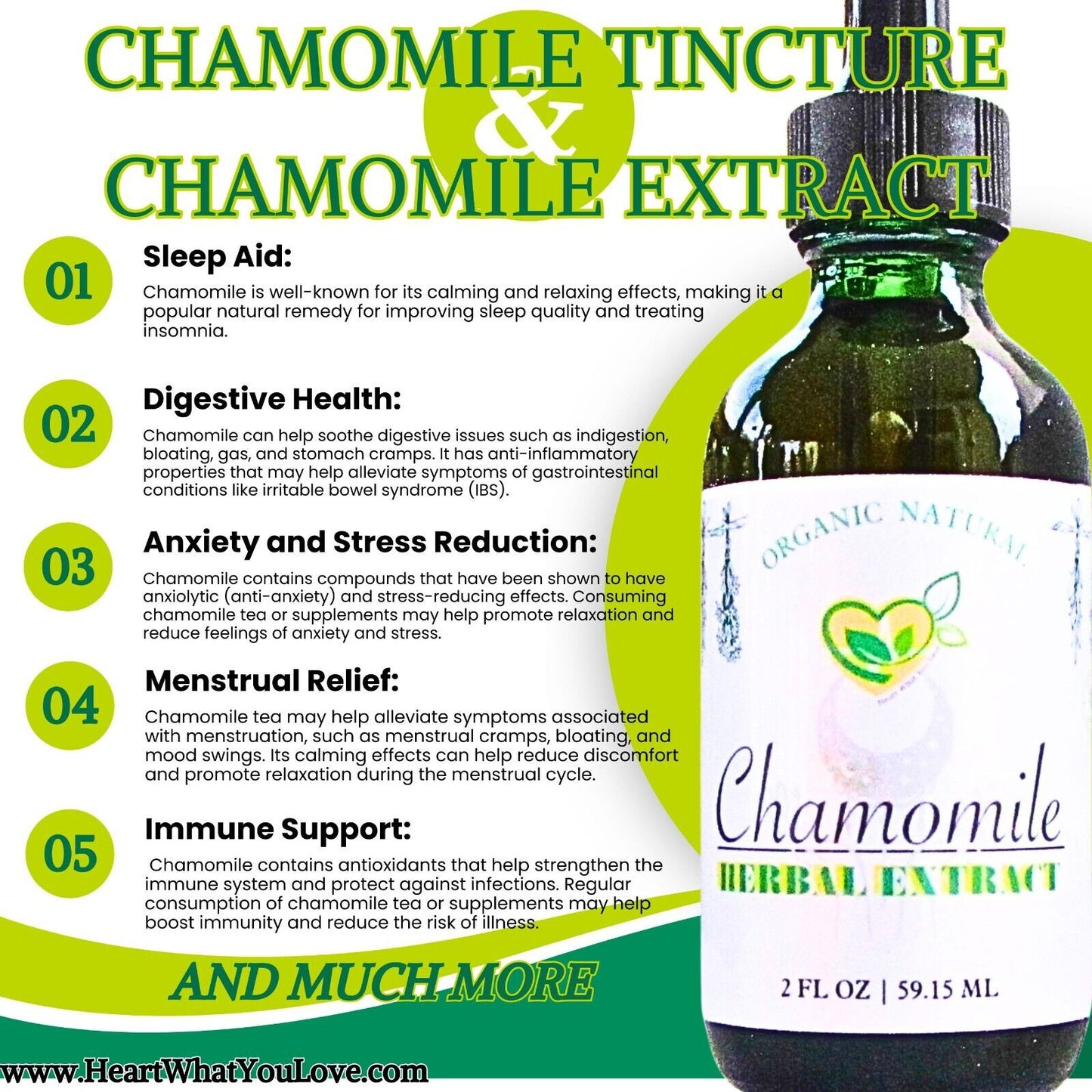 Chamomile Tincture Organic Mega Herbal Liquid Drops Natural Plant-Base 2 Oz