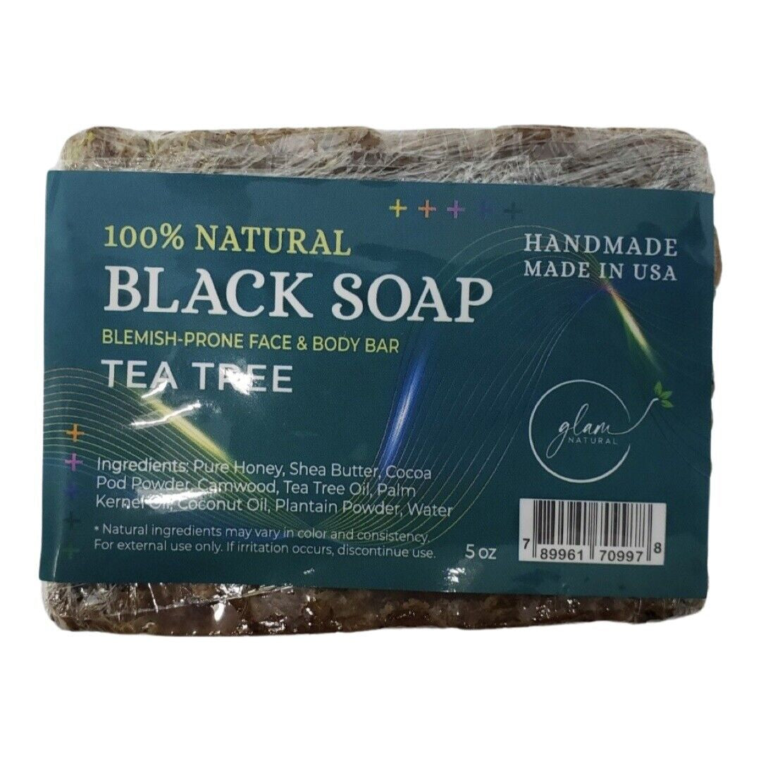 Glam Natural Black Soap 100% Natural Black Soap— Tea Tree 5Oz.