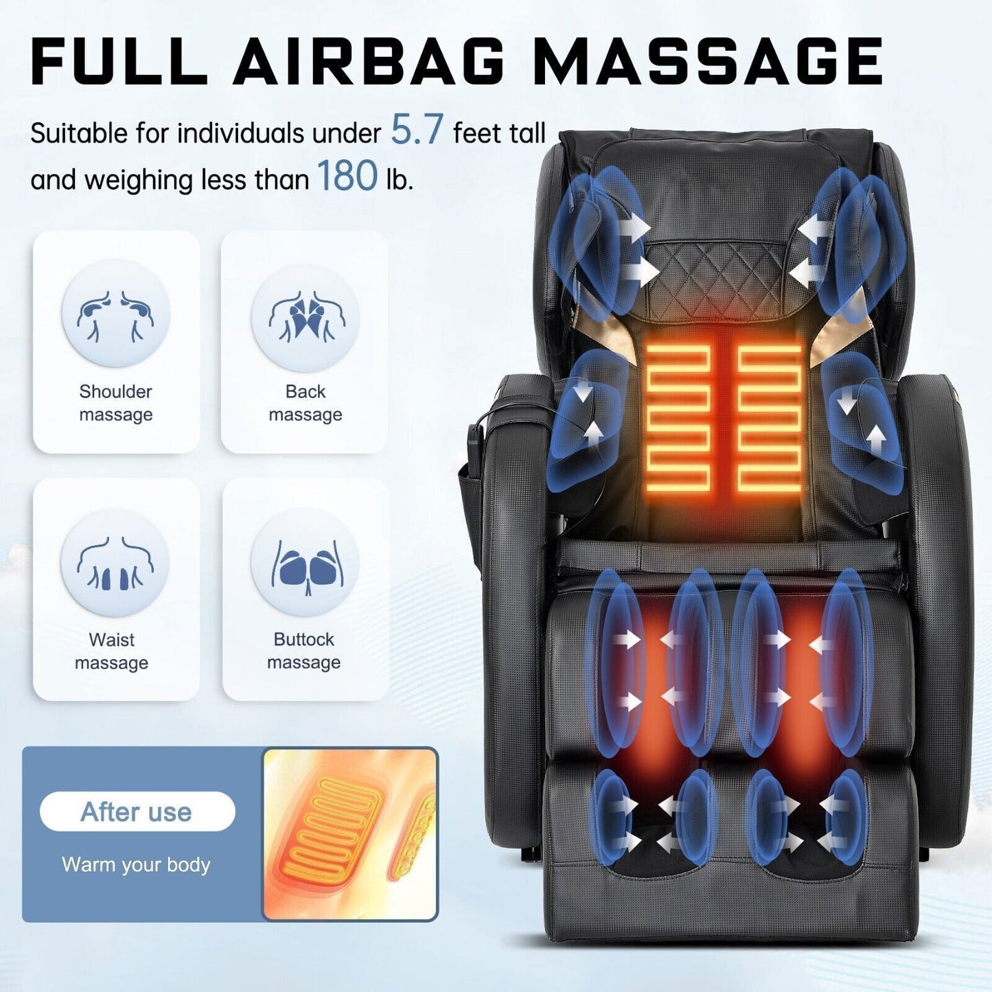 Full Body Shiatsu Massage Chair Air Pressure Recliner ZERO GRAVITY W/Foot Airbag