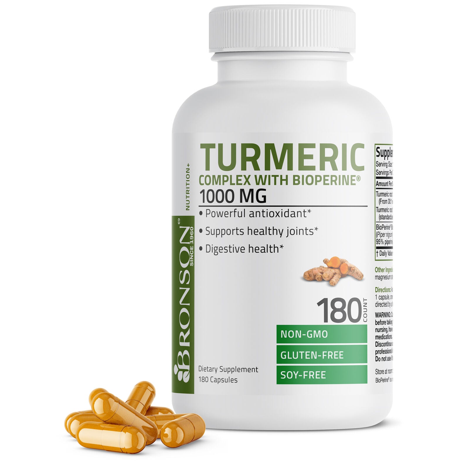 Turmeric Curcumin + Bioperine Joint Support Non-Gmo, Gluten Free, 180 Capsules