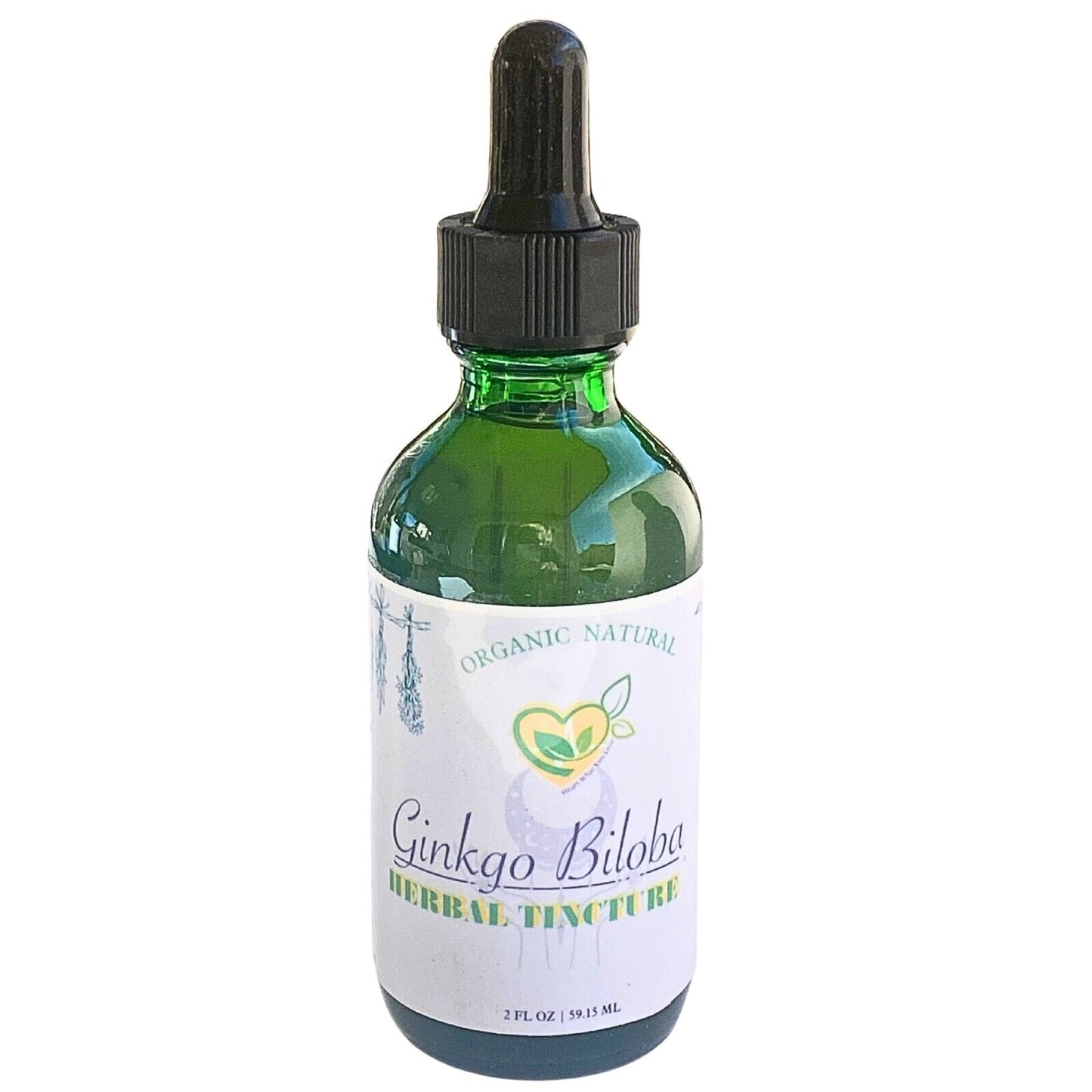 Ginkgo Biloba Tincture Organic Liquid Herbal Drops 2 OZ Cognitive Extract Bottle