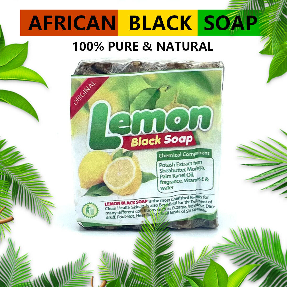 New!! RAW AFRICAN BLACK SOAP Natural GHANA Handmade Premium Quality CHOOSE SIZE