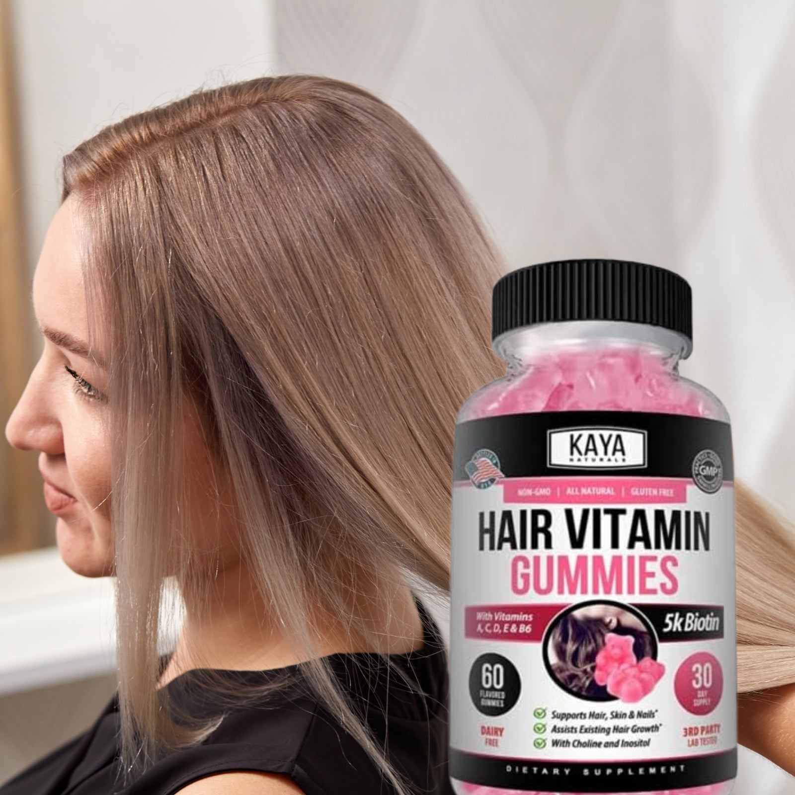 Hair Vitamin Gummies 60Ct, Fast & Strong Hair Growth