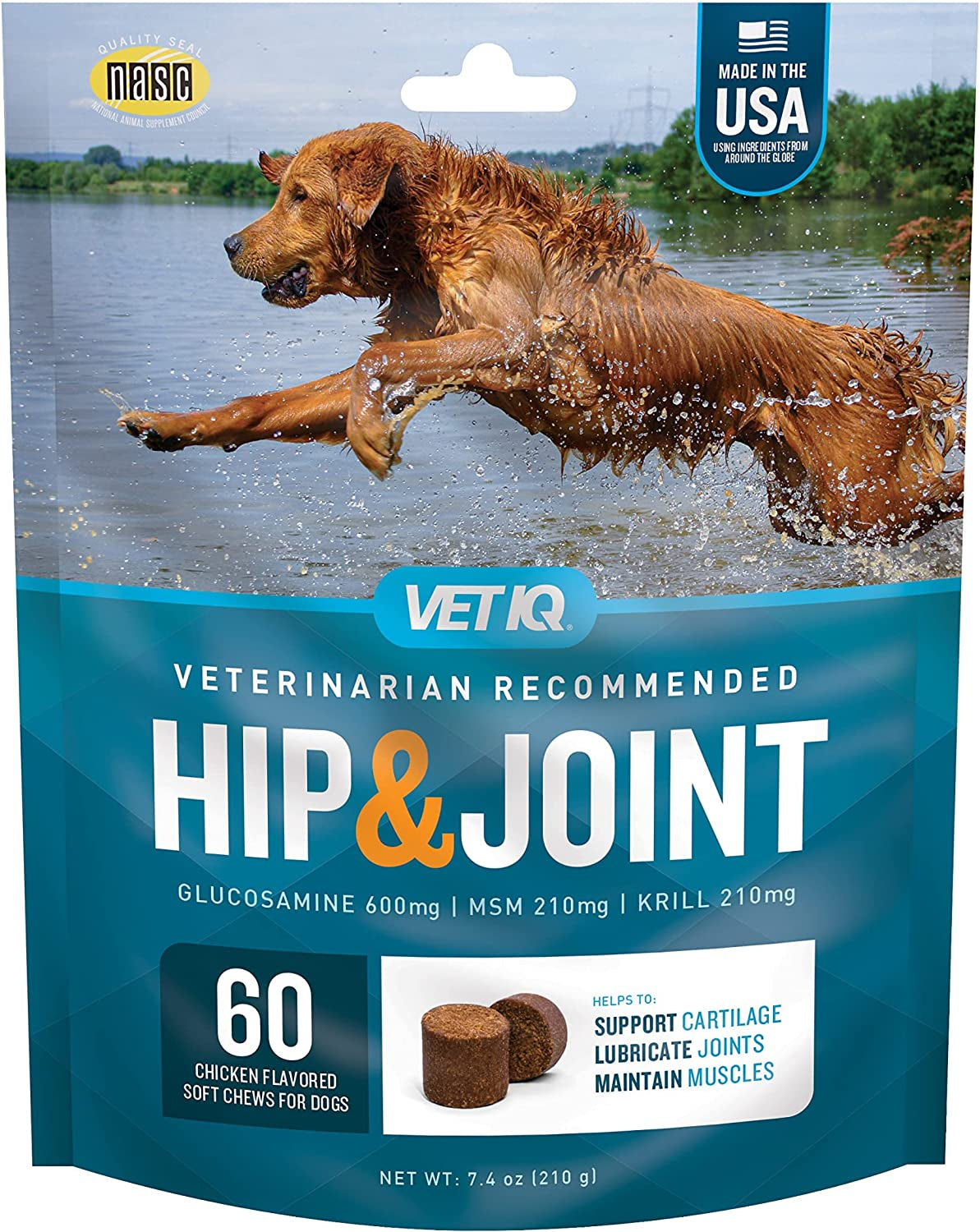 Glucosamine Hip & Joint Supplement for Dogs, 180 Soft Chews, Dog Joint Support S