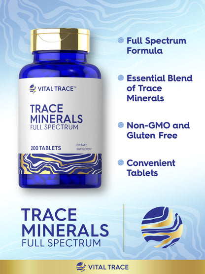 Trace Minerals | 200 Tablets | Non-Gmo & Gluten Free