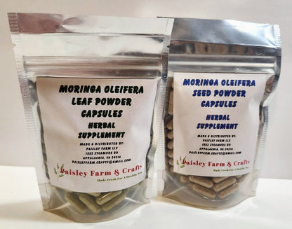 Moringa Leaf Powder Capsules & Moringa Seed Powder Capsules - Value Packs!