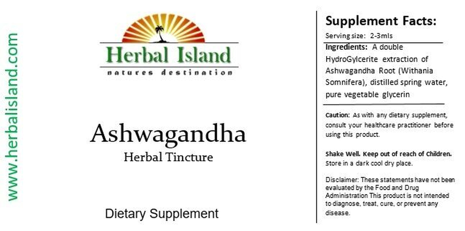 Ashwagandha Root Liquid Tincture - Organic - Alcohol Free - Withania Somnifera