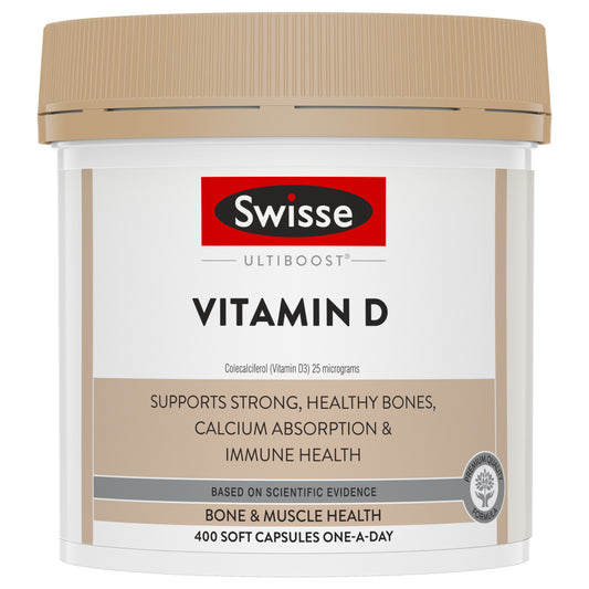 Swisse Ultiboost Vitamin D 400 Capsules D3 Colecalciferol 1000IU Bone Health