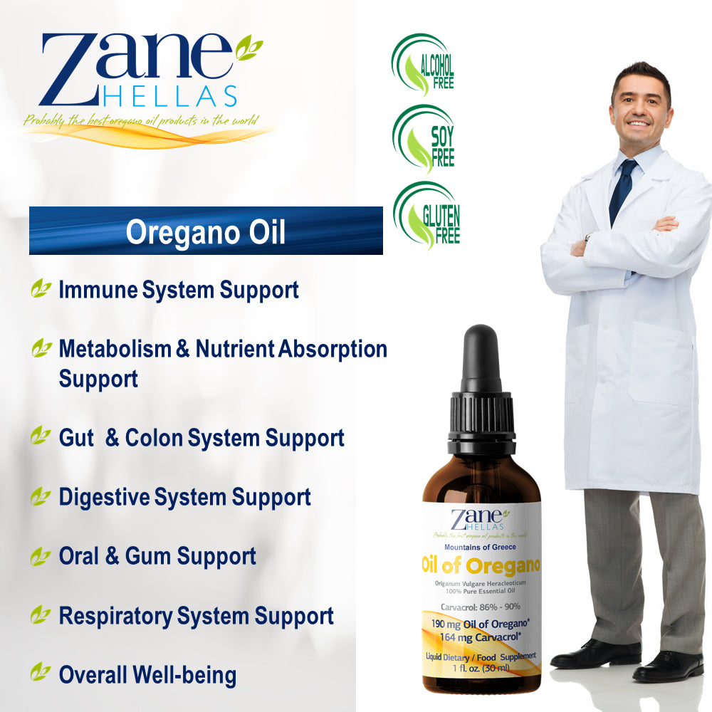 ZANE HELLAS Pure Greek Essential Oil of Oregano Oil. 2 Bottles 2 Fl.Oz-60Ml