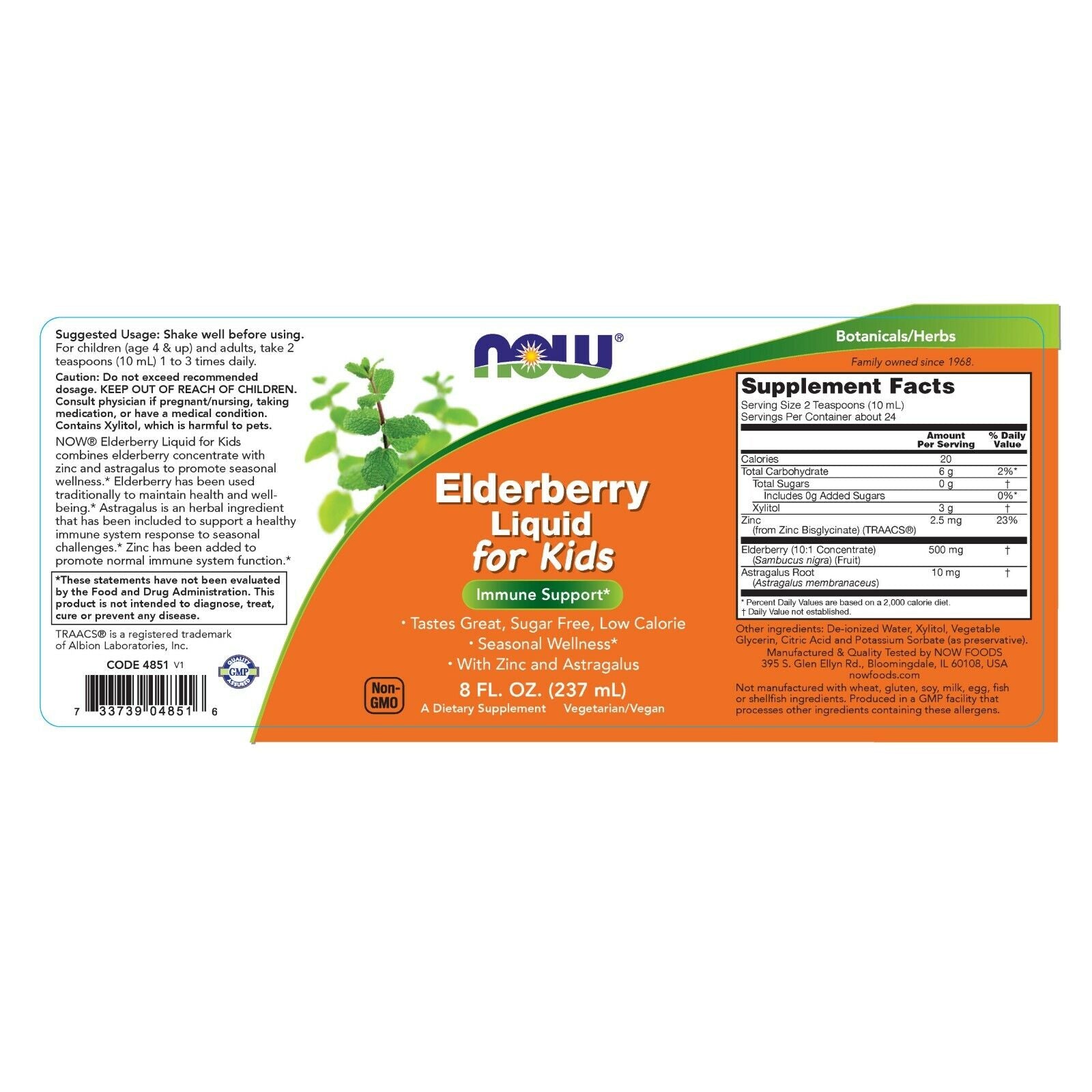 Elderberry Liquid for Kids, 8 Fl. Oz.