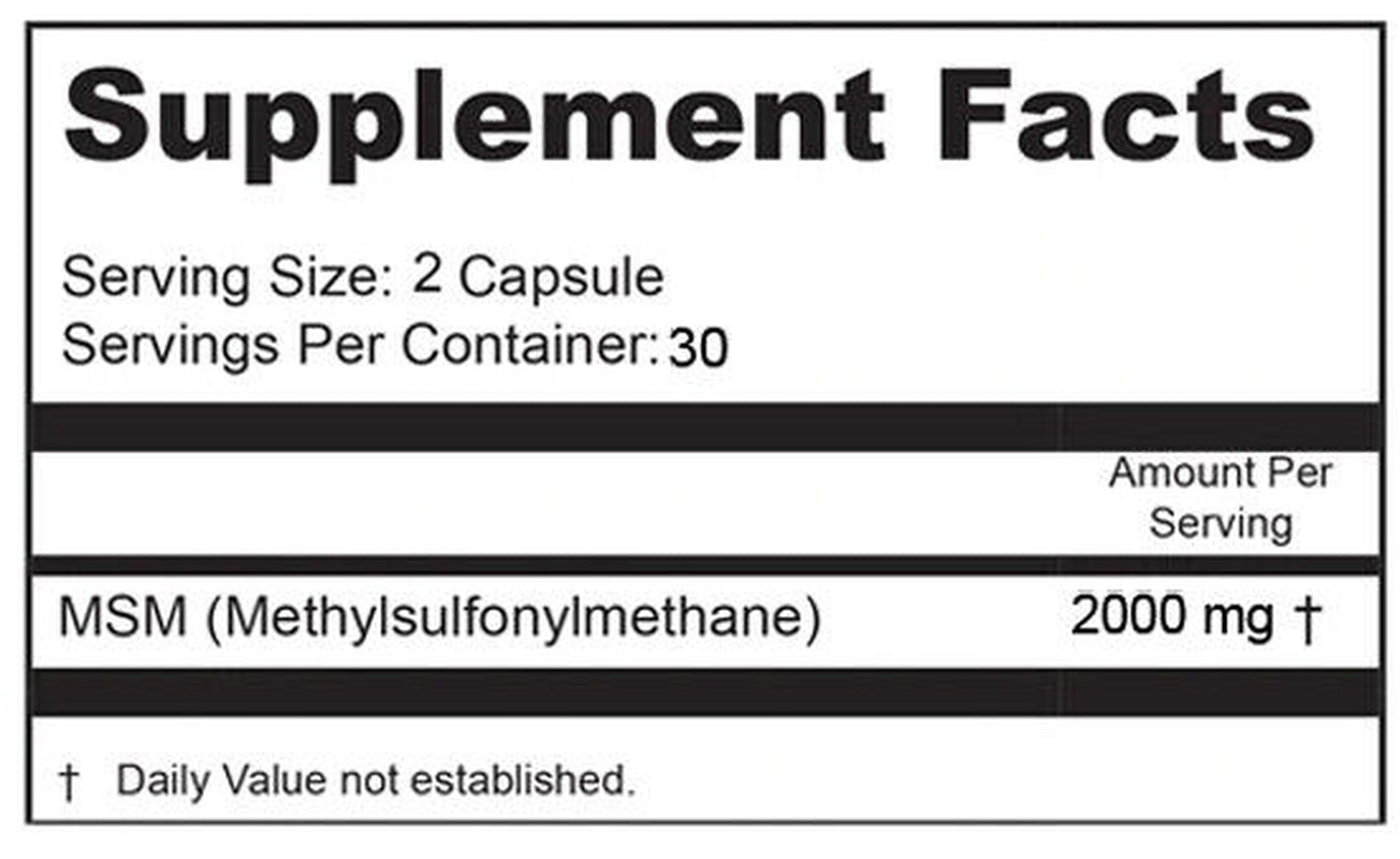 MSM 1000 Mg, 60 Veg Capsules for Joint Support