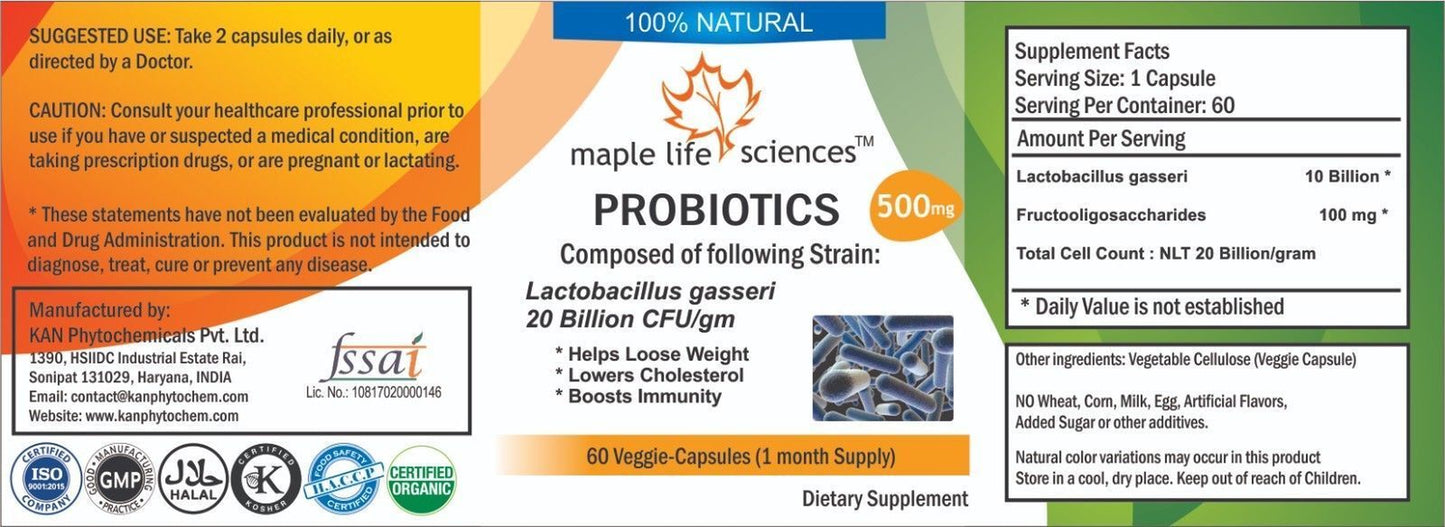 Probiotic Blend of Lactobacillus Gasseri 20 Billion CFU/GRAM Capsules 19