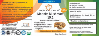 Maitake Mushroom Extract 10:1 Capsules (Grifola Frondosa) 30% Polysaccharide