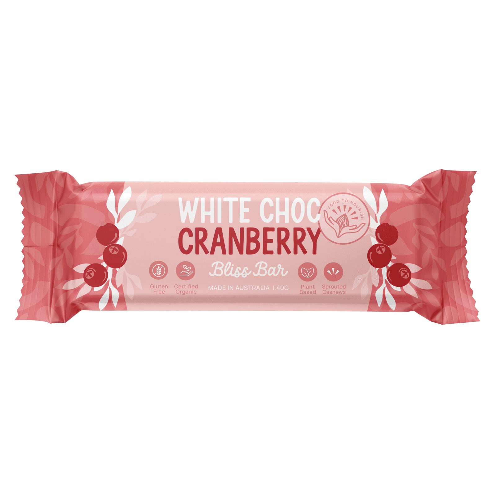 Food to Nourish Bliss Bar White Choc Cranberry 40G