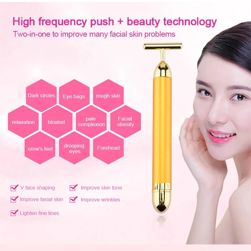 Gold T Facial Roller Electric High Frequency Vibrating