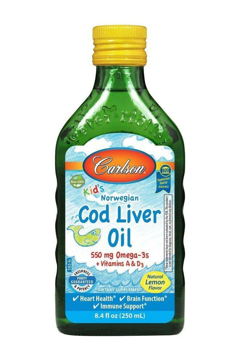 Carlson Laboratories Kids Cod Liver Oil Lemon 250 Ml Liquid