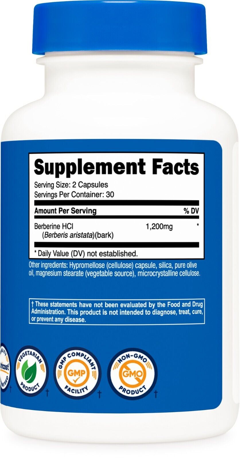 Berberine Hcl 600Mg, 60 Capsules - Gluten Free, Vegetarian & Non-Gmo