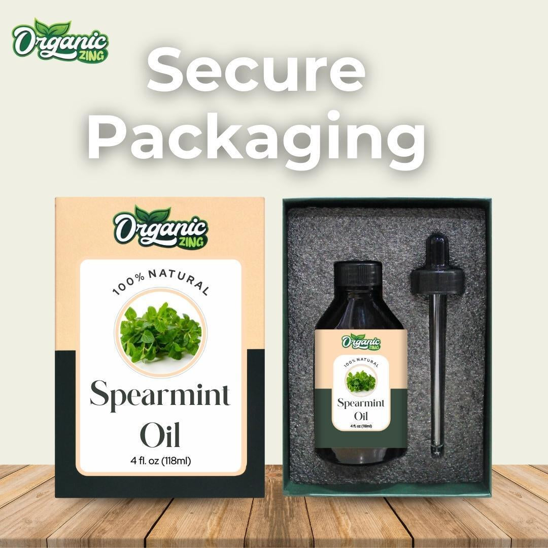 Organic Spearmint 100% Pure & Natural Essential Oil - {118Ml/3.99 Fl Oz}.