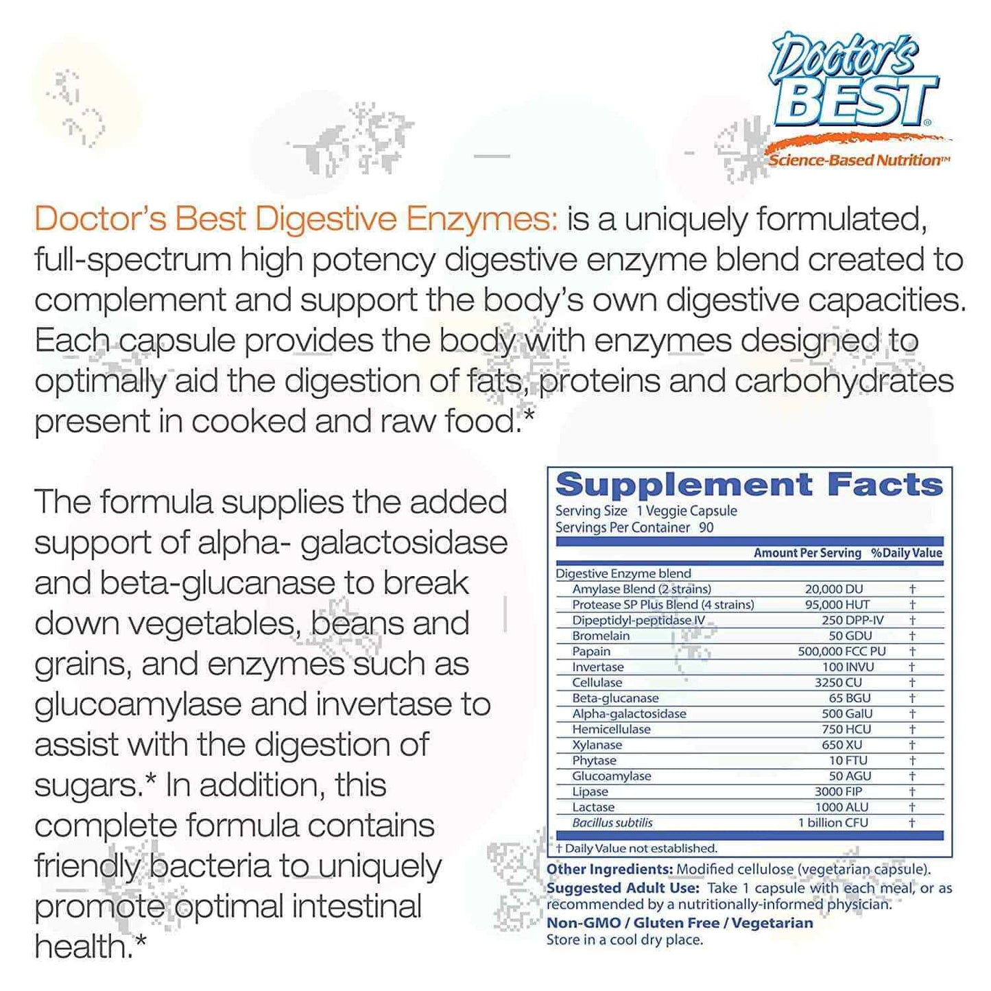 Doctor'S Best Digestive Enzymes (Digestion Support) 90 Veggie Caps