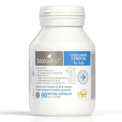 New Bio Island Cod Liver + Fish Oil 90 Soft Gel Capsules Bioisland