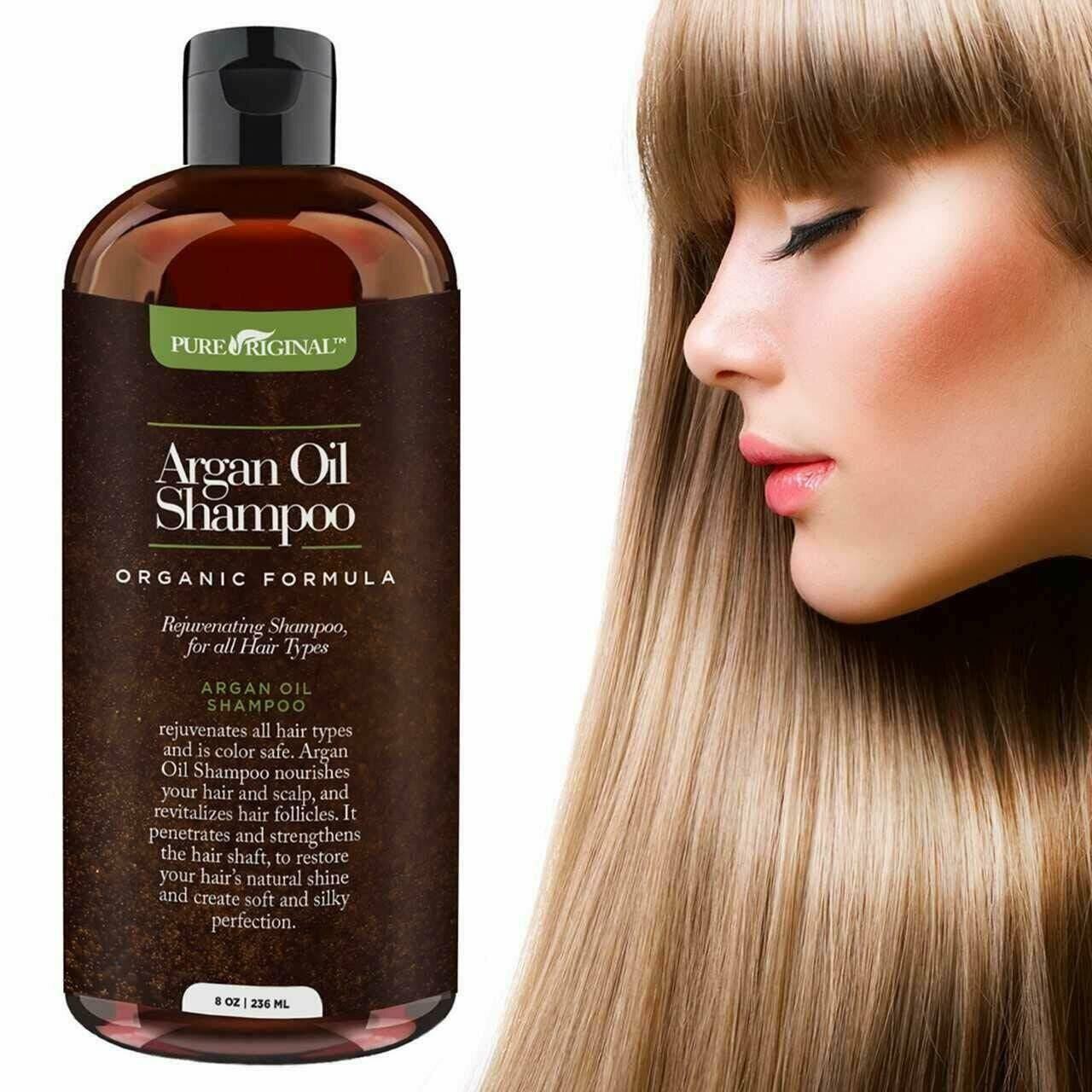 Pure Original Organic Argan Oil Shampoo; Smooths and Conditions Hair 8 Oz.