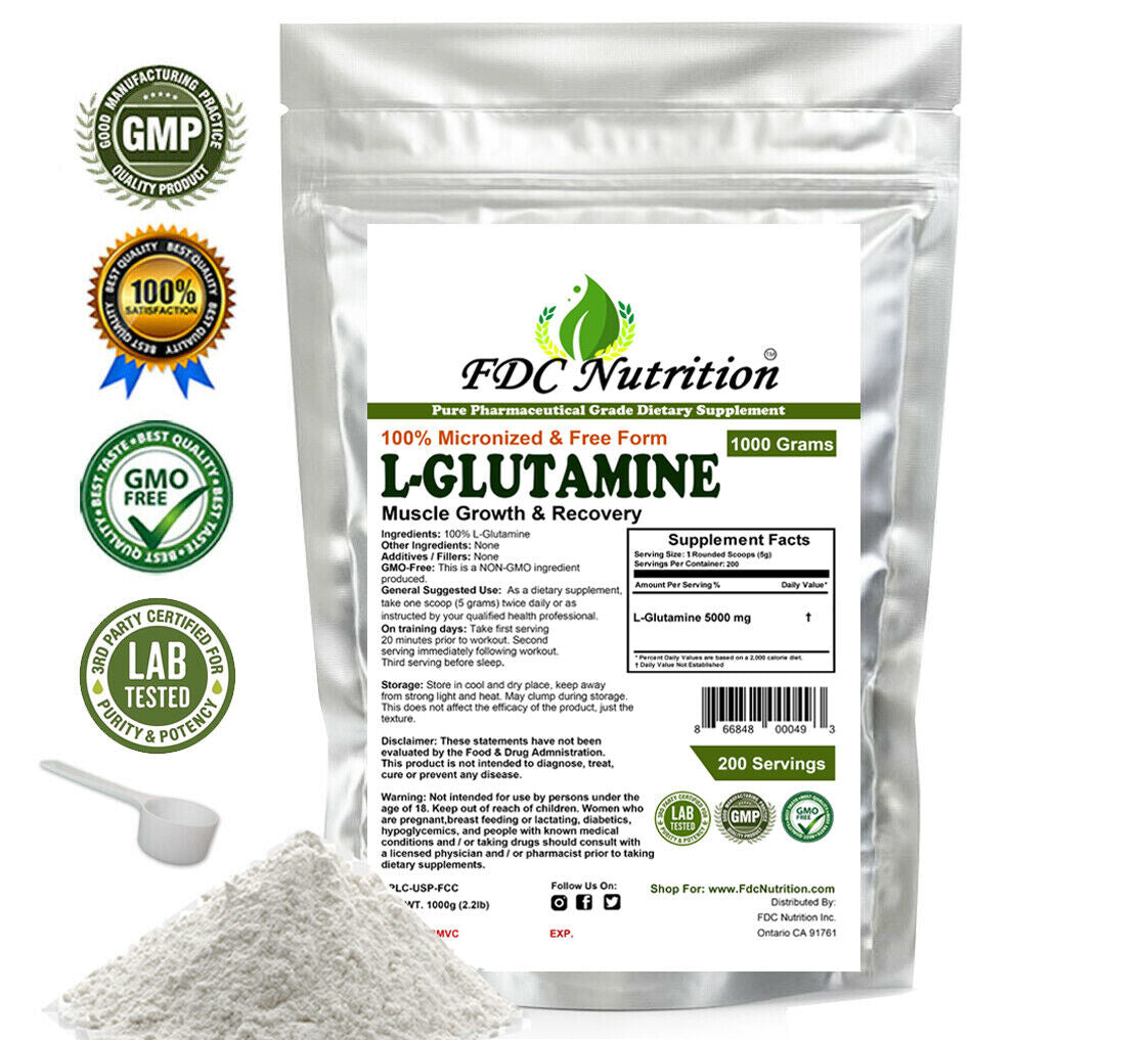 L-GLUTAMINE POWDER FREE FORM KOSHER PHARMACEUTICAL GRADE USA 100% PURE