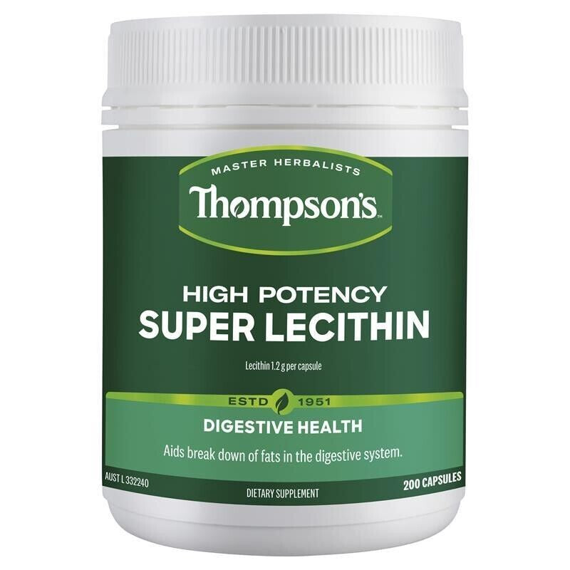 New THOMPSON'S High Potency SUPER LECITHIN 200 Capsules Thompsons Blood Health