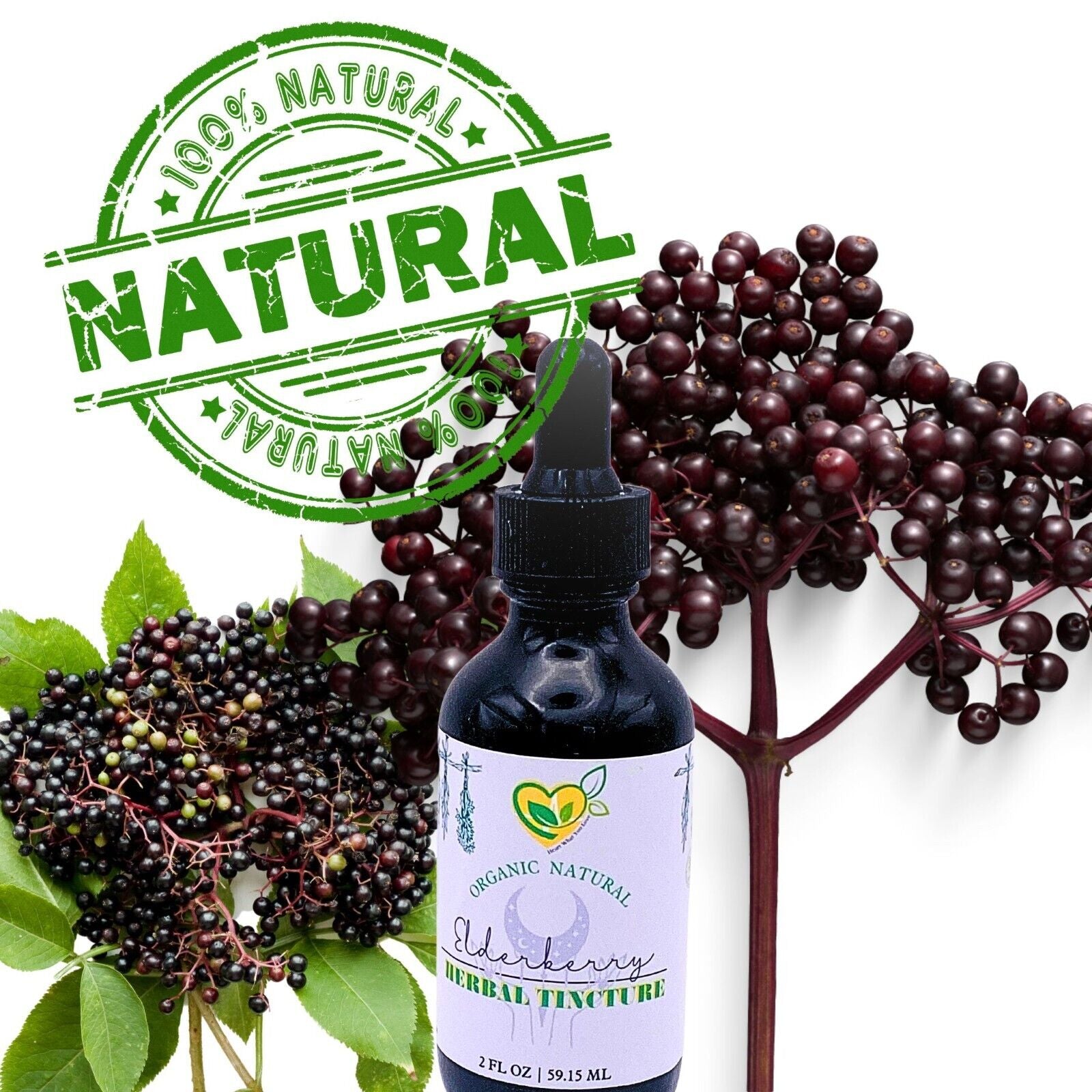 Elderberry Tincture Organic Liquid Herb Drops Natural Immunity Defense 2 Oz