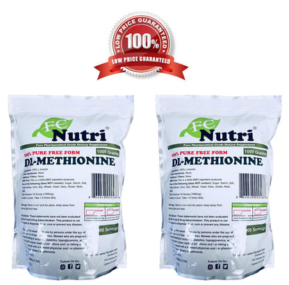 Dl-Methionine Powder 100%Pure Two 2.2Lbs (2000 Grams Total) by Fdcnutri