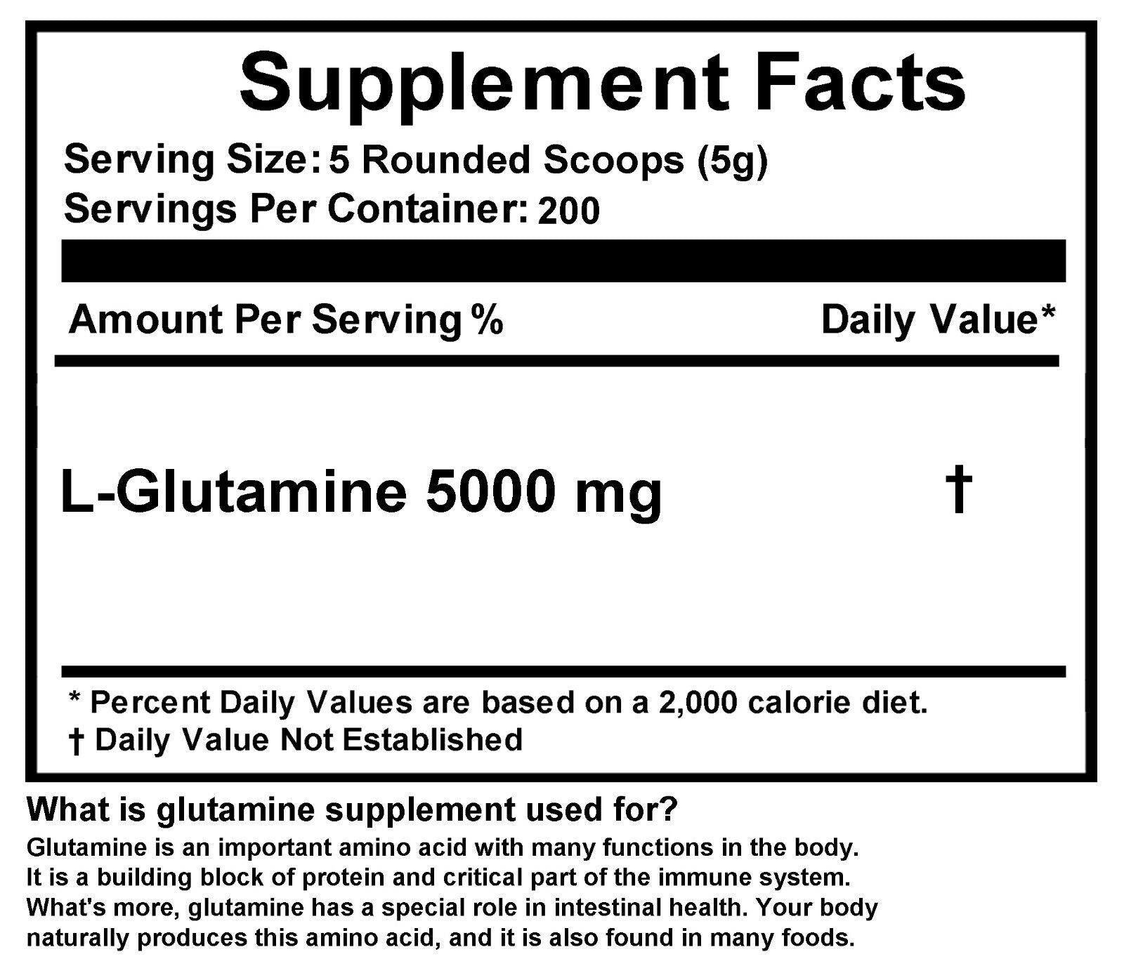 2.2Lb L-GLUTAMINE 100% POWDER FREE FORM  PHARMACEUTICAL GRADE