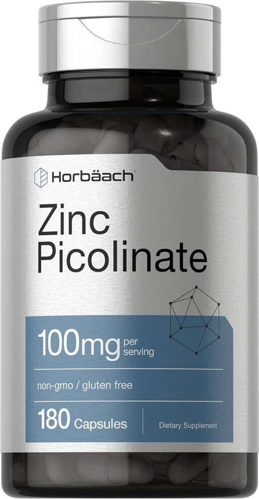 Zinc Picolinate  High Potency|Gluten Free| 180cap 100mg