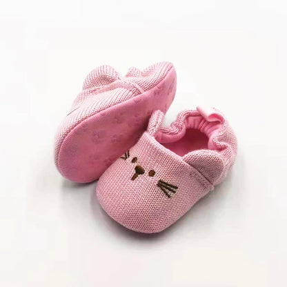 Adorable Infant Slippers Toddler Baby Boy Girl Knit Crib Shoes Cute Cartoon Anti-Slip Prewalker Baby Slippers